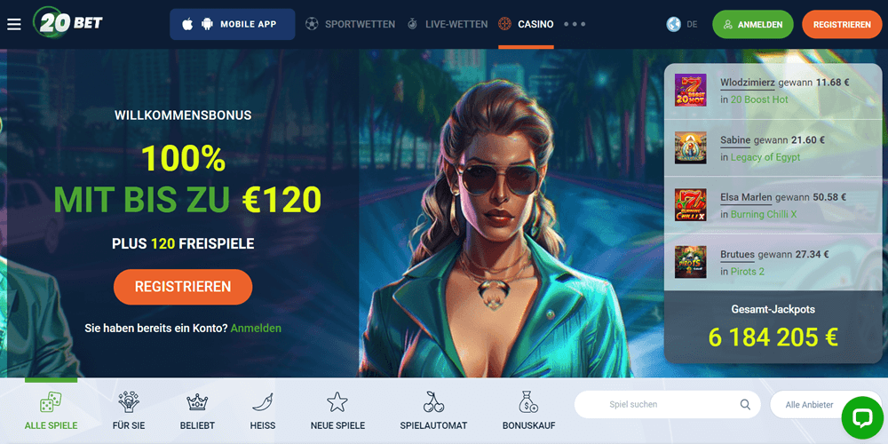 20bet Casino Bonus