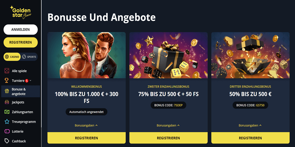 Golden Star Casino Aktionen